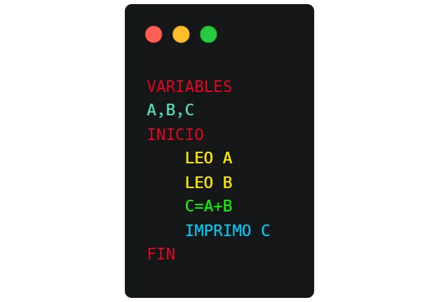 Ejemplo de algoritmo de suma en pseudocódigo