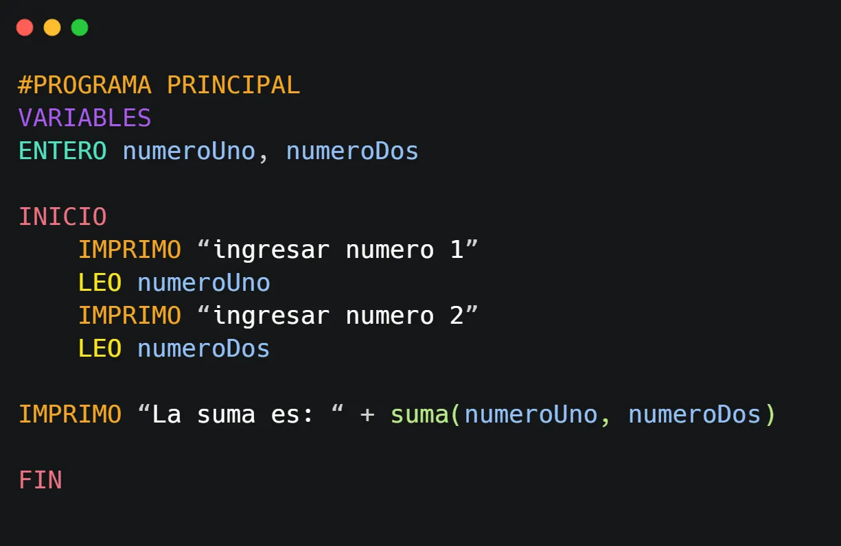 Código del programa principal