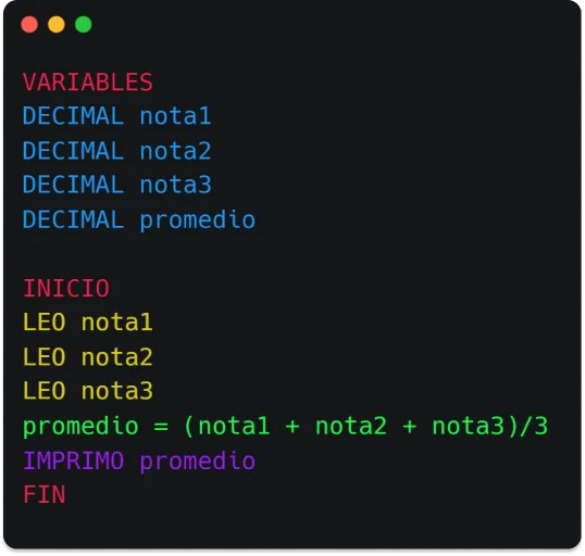 Solución básica del ejercicio de promedio