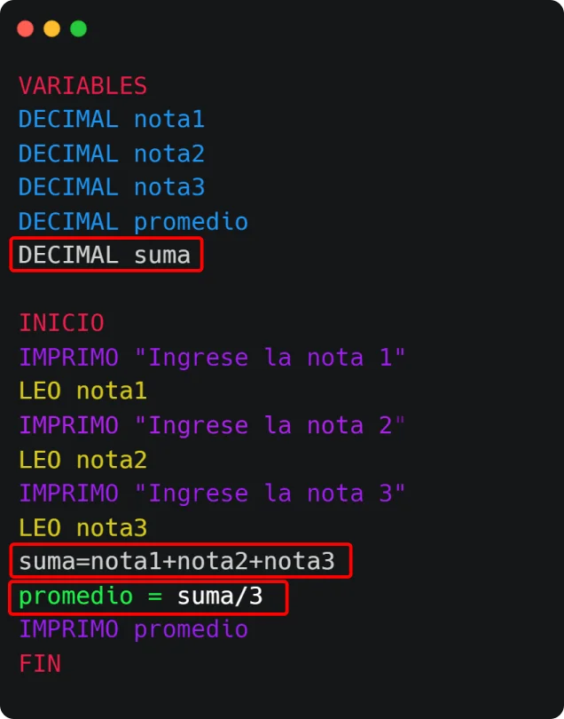 Uso de variables intermedias para mayor claridad